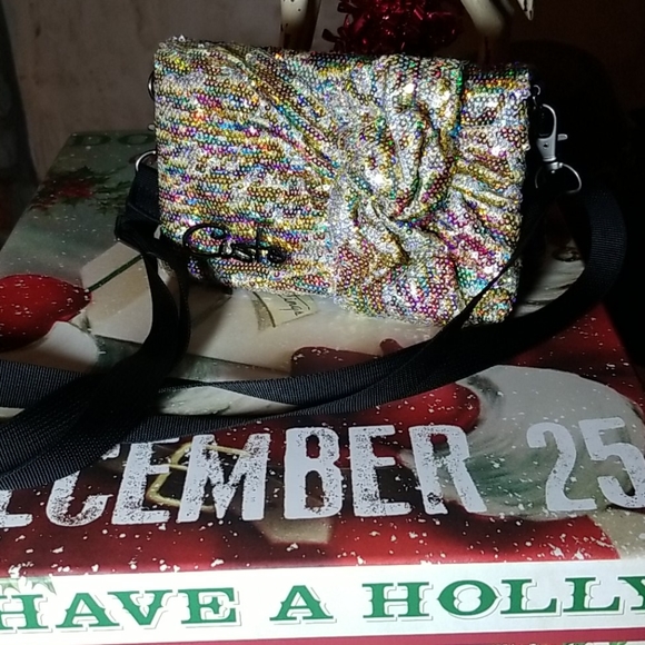 Gusto Barcelona Multi-color Sequin and Leather Cross Body Clutch - Picture 7 of 7